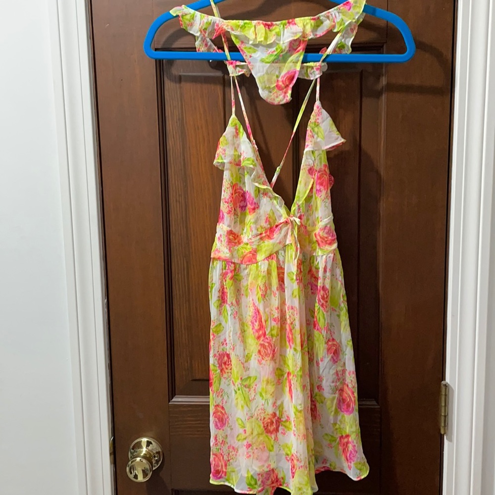 Victoria’s Secret Babydoll Set Green Pink Floral L